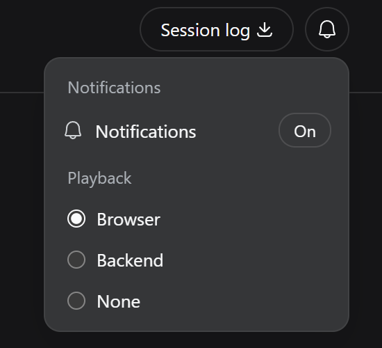 Notification settings popover