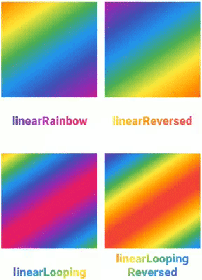 four varieties of linear rainbow gradient