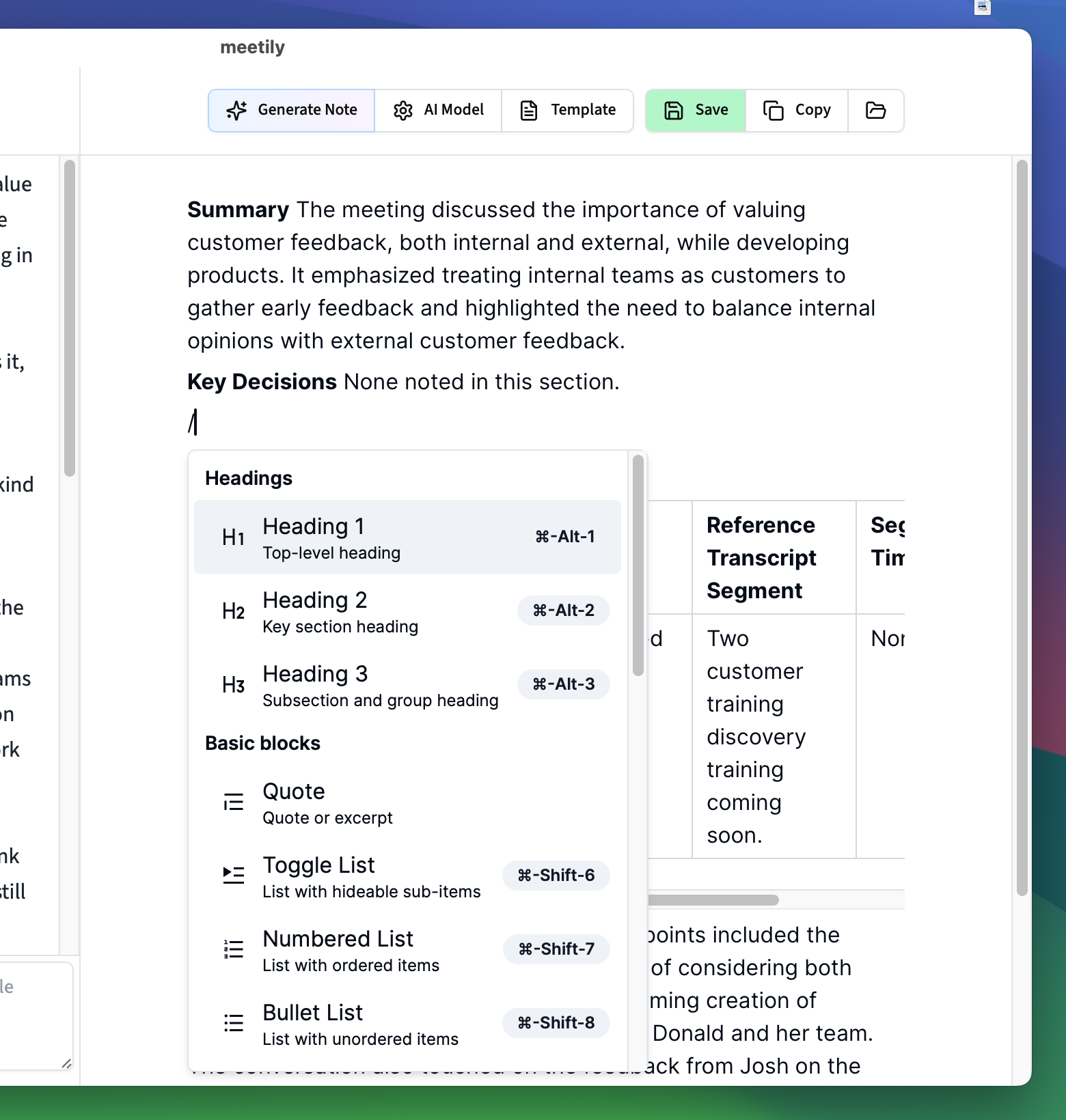 Editor Summary generation