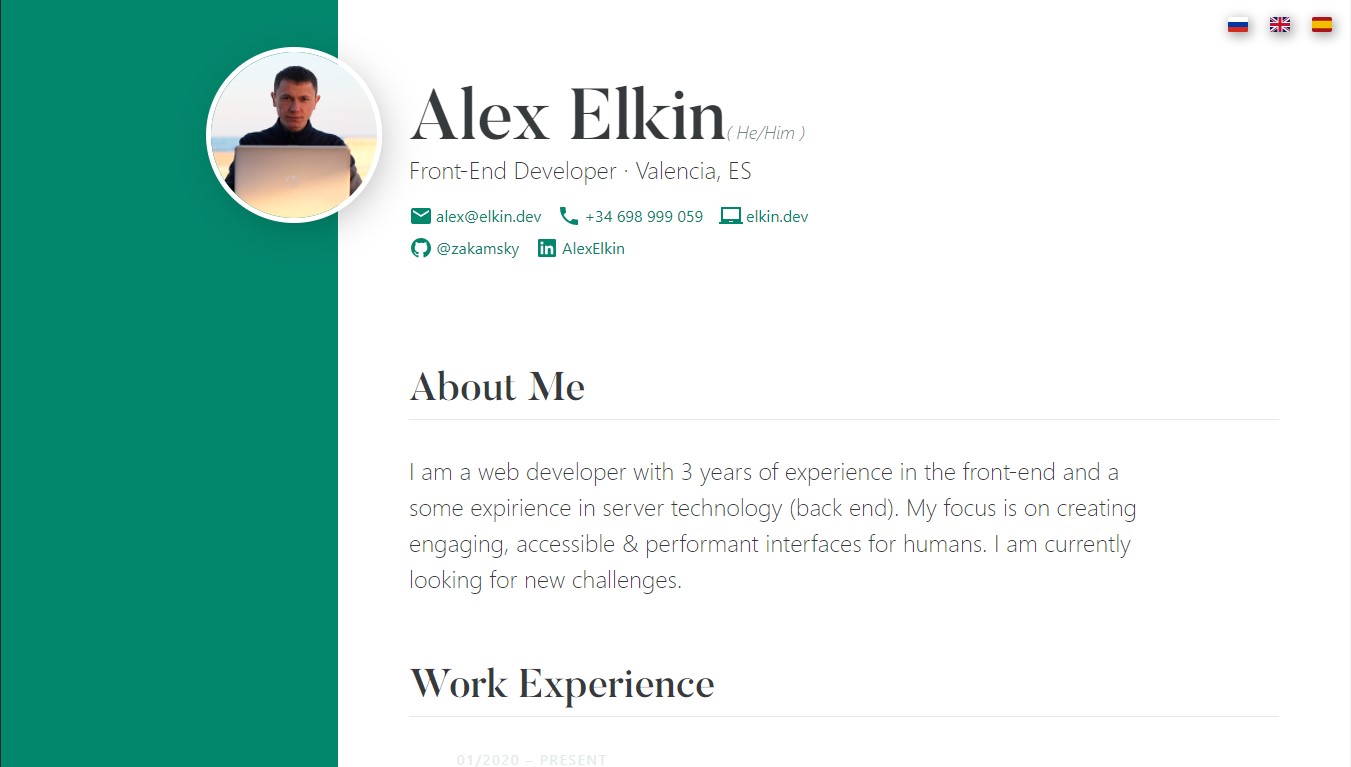 Alex Elkin: Resume, CV