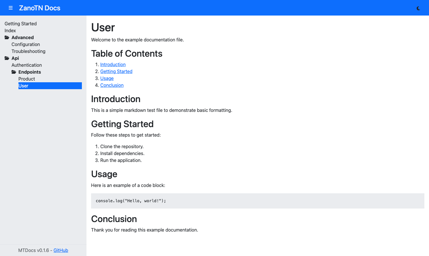 Light theme screenshot