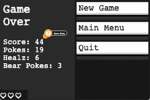 Don't Poke the Bear Game Over Screen