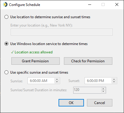 Screenshot of Configure Timing window