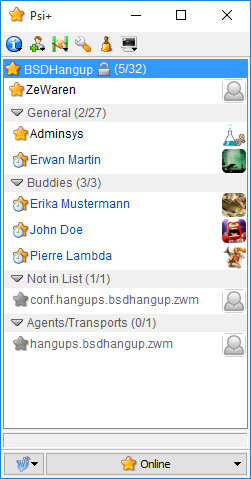 Hangouts contacts in Psi