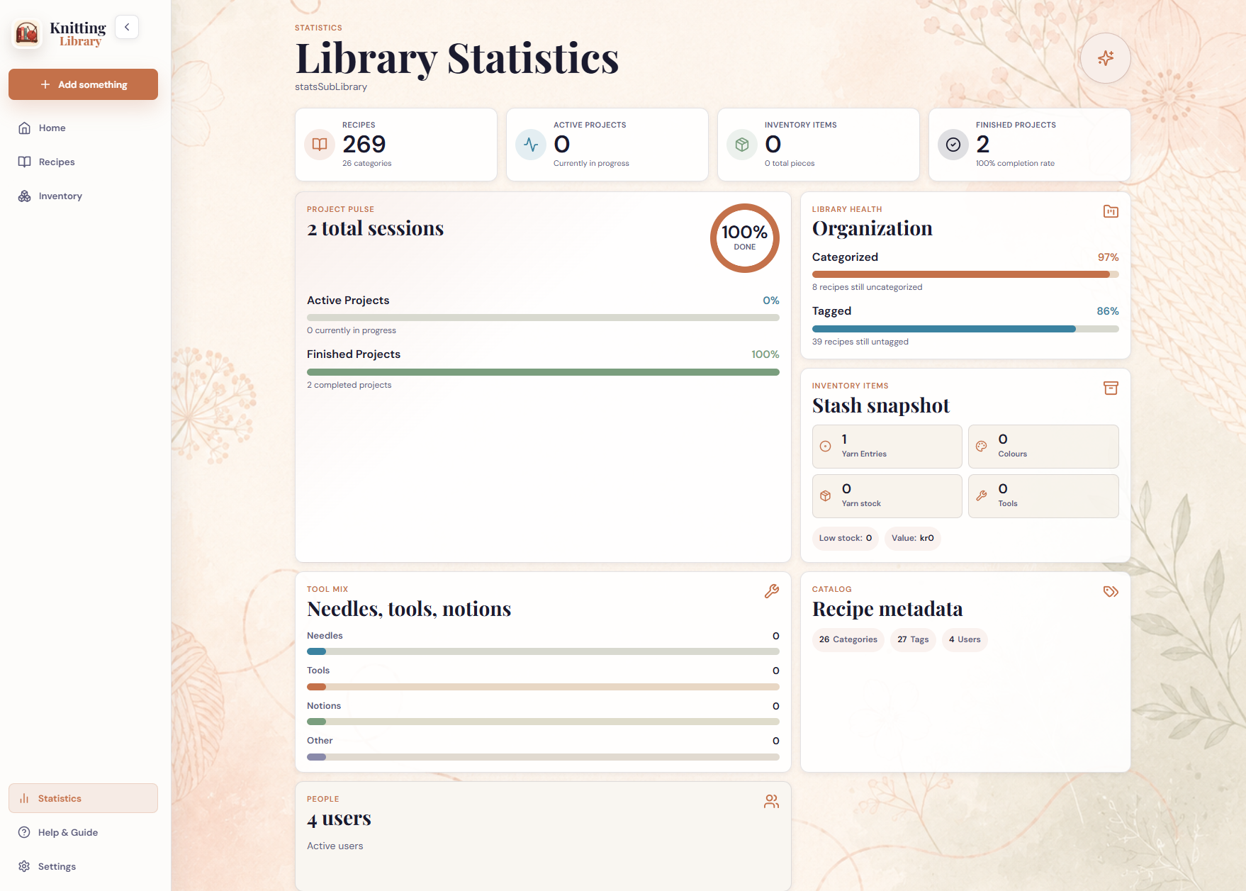 Desktop statistics dashboard