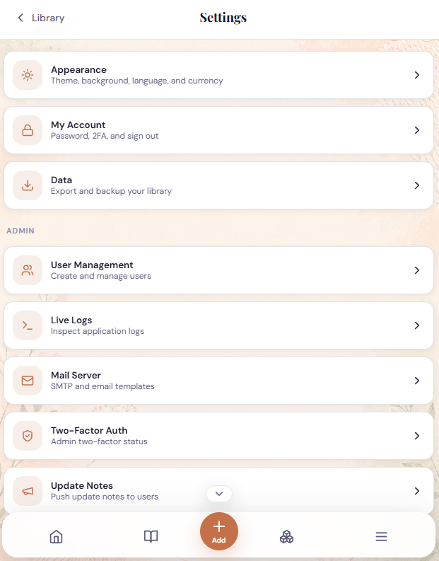 Mobile settings
