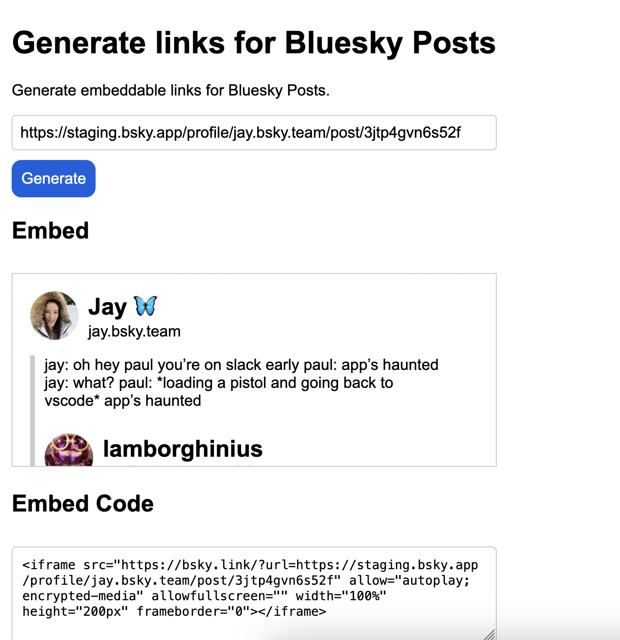 Screenshot of a Bluesky post written by jamesg.blog