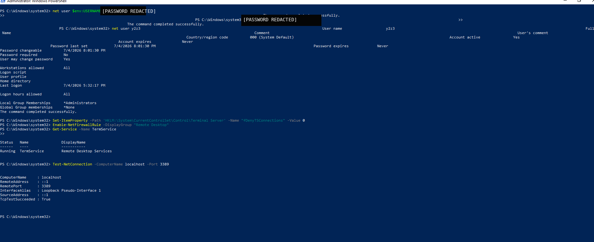 Windows 10 终端上的 RDP 设置