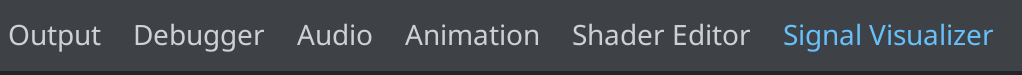 Godot 4.x bottom dock displaying Signal Visualizer tab