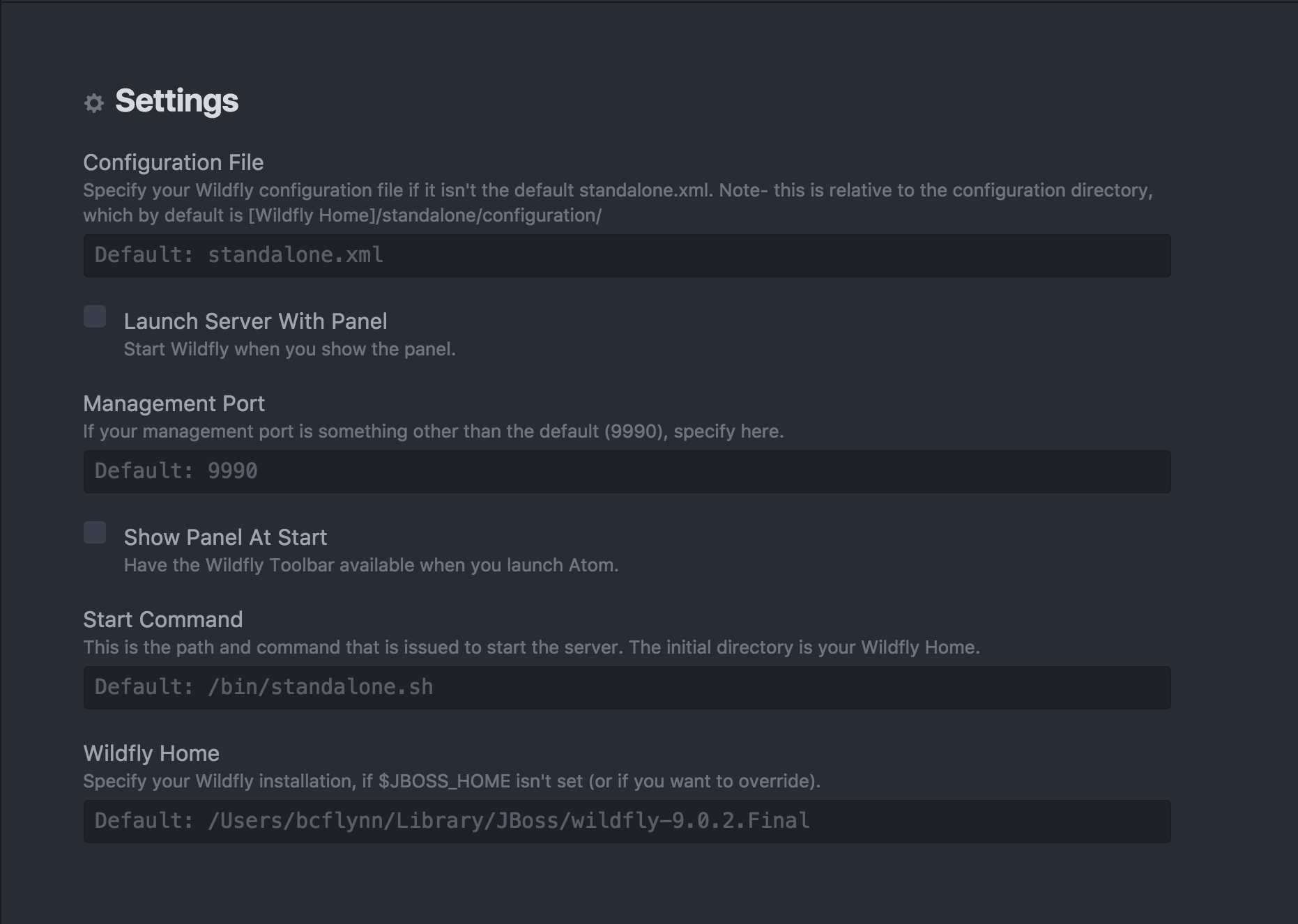 Settings Panel