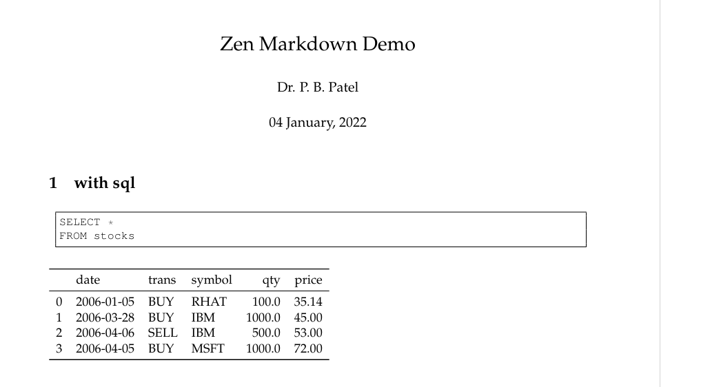 PDF SQL Output