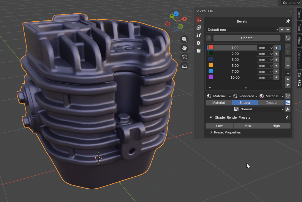 Zen BBQ managing reusable bevel presets