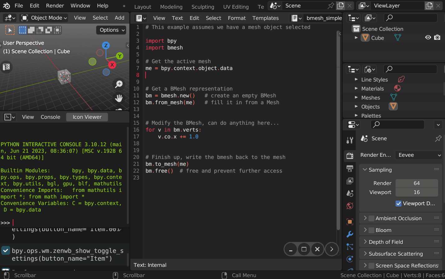 Zen Dock closing a Blender area