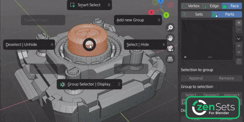 Zen Sets Group Selector working directly on a model