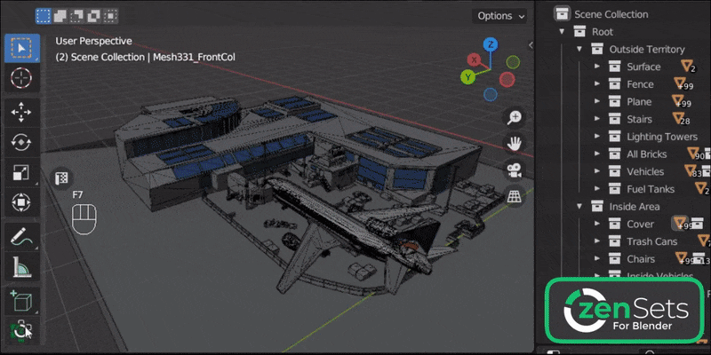 Zen Sets managing object groups in a complex Blender scene