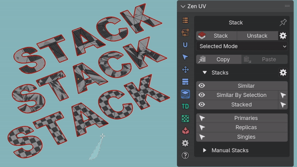 Zen UV stacking similar UV islands