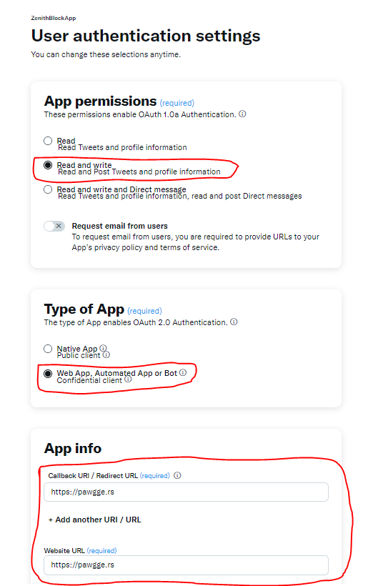 image of the required app infos