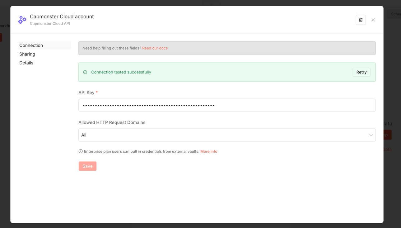 CapMonster Cloud credentials