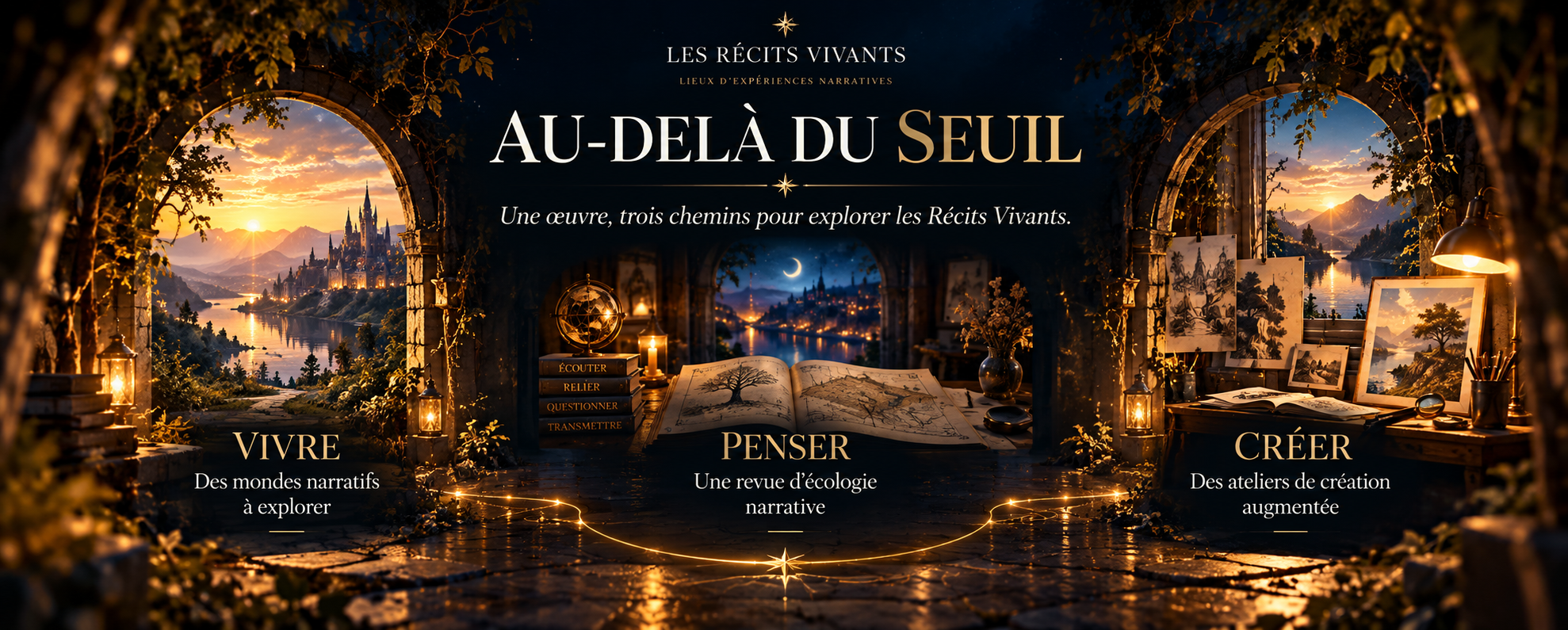 Au-delà du Seuil : trois chemins des Récits Vivants — Vivre, Penser et Créer