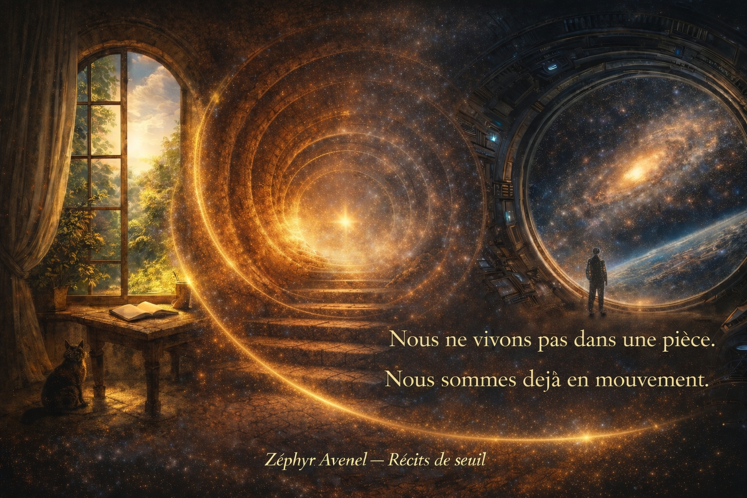 Au Seuil des Étoiles — fenêtre, seuil, vaisseau en mouvement