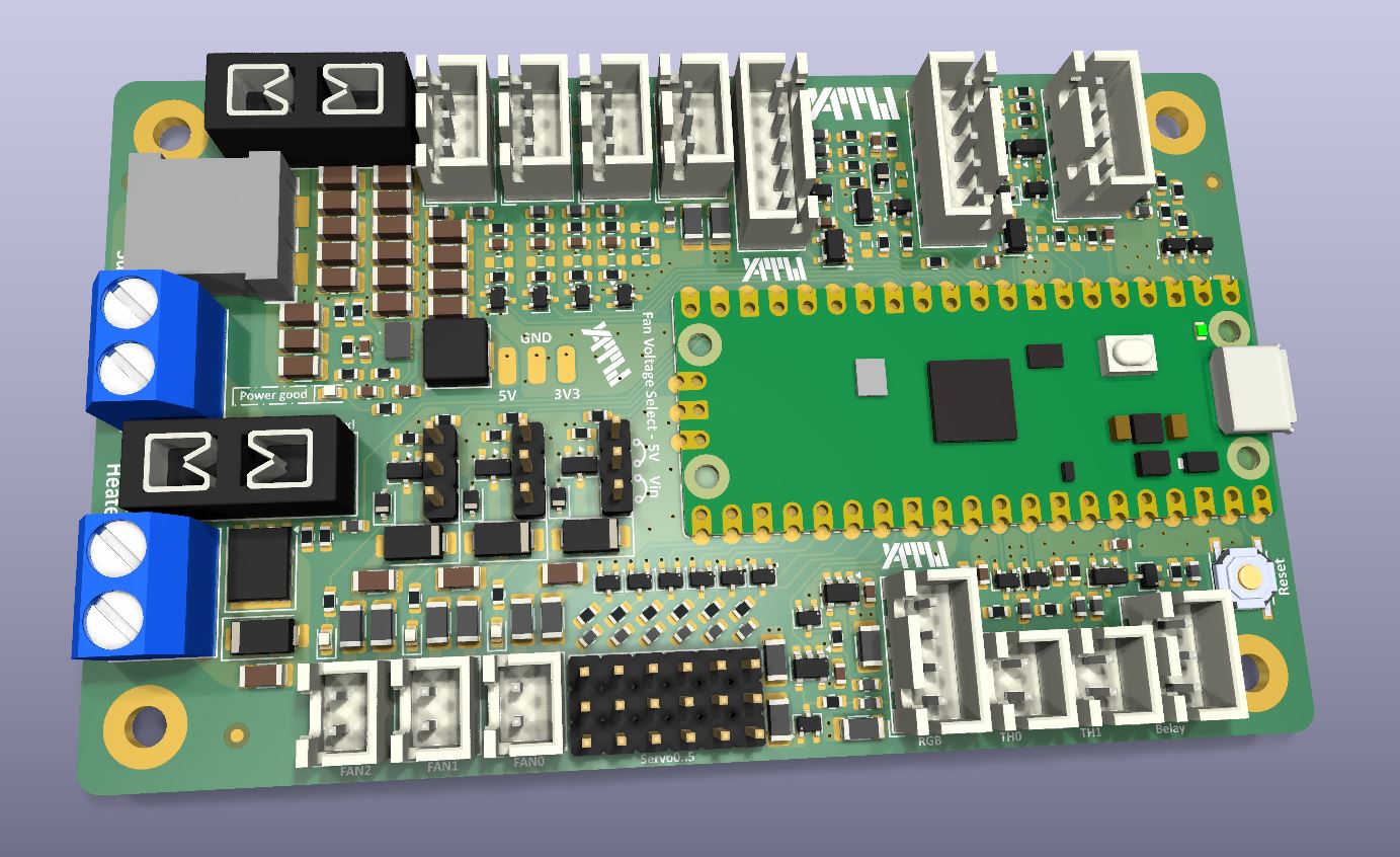 3D render of the populated YAMMU Control Board component side