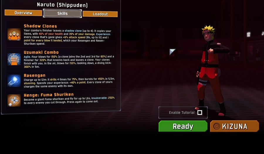 Skills tab
