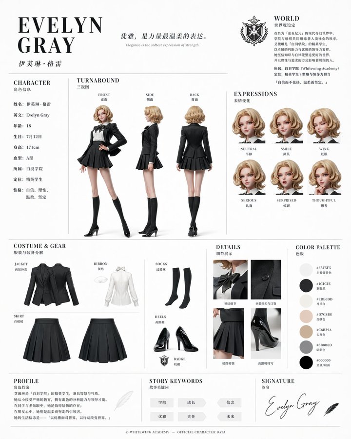 Official character reference sheet