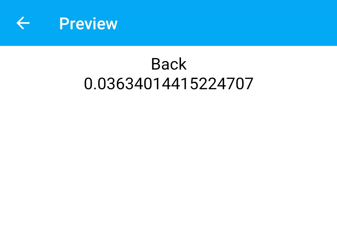 Random number example on the Android client (card preview) - Back