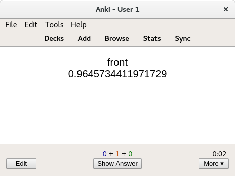 Random number example on the Linux client - Front