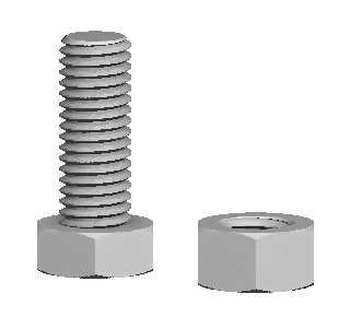 Rotating M10 hex bolt and matching hex nut