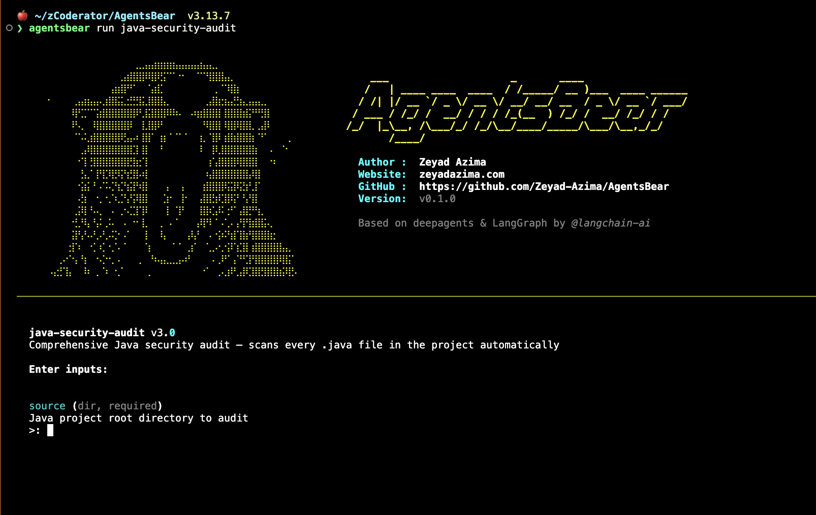 CLI run splash screen