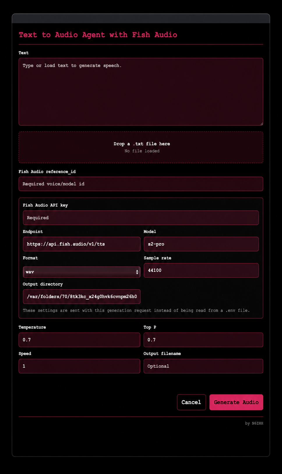 Fish Audio extension screenshot
