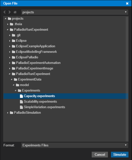 Palladio Simulation Select File