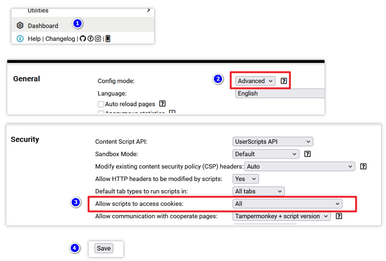 Tampermonkey settings