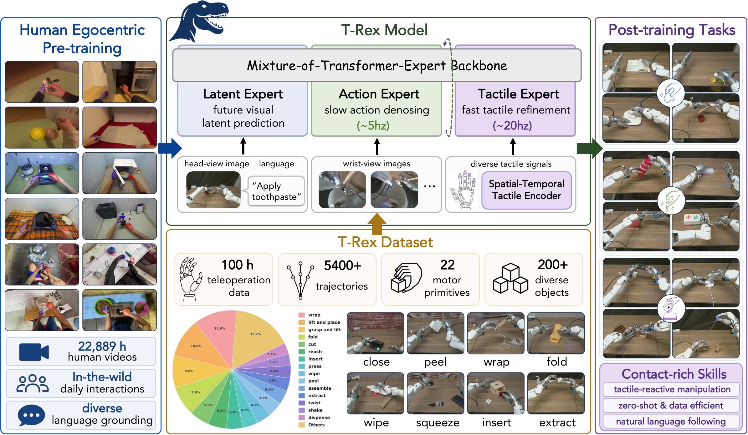 T-Rex: Fast Tactile VLA with LeRobot v3