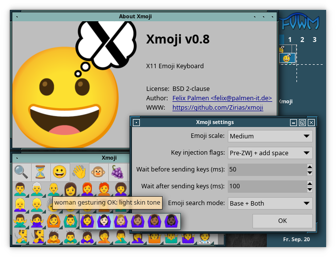 Xmoji in fvwm3