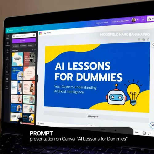 presentation on Canva "AI lessons for dummies