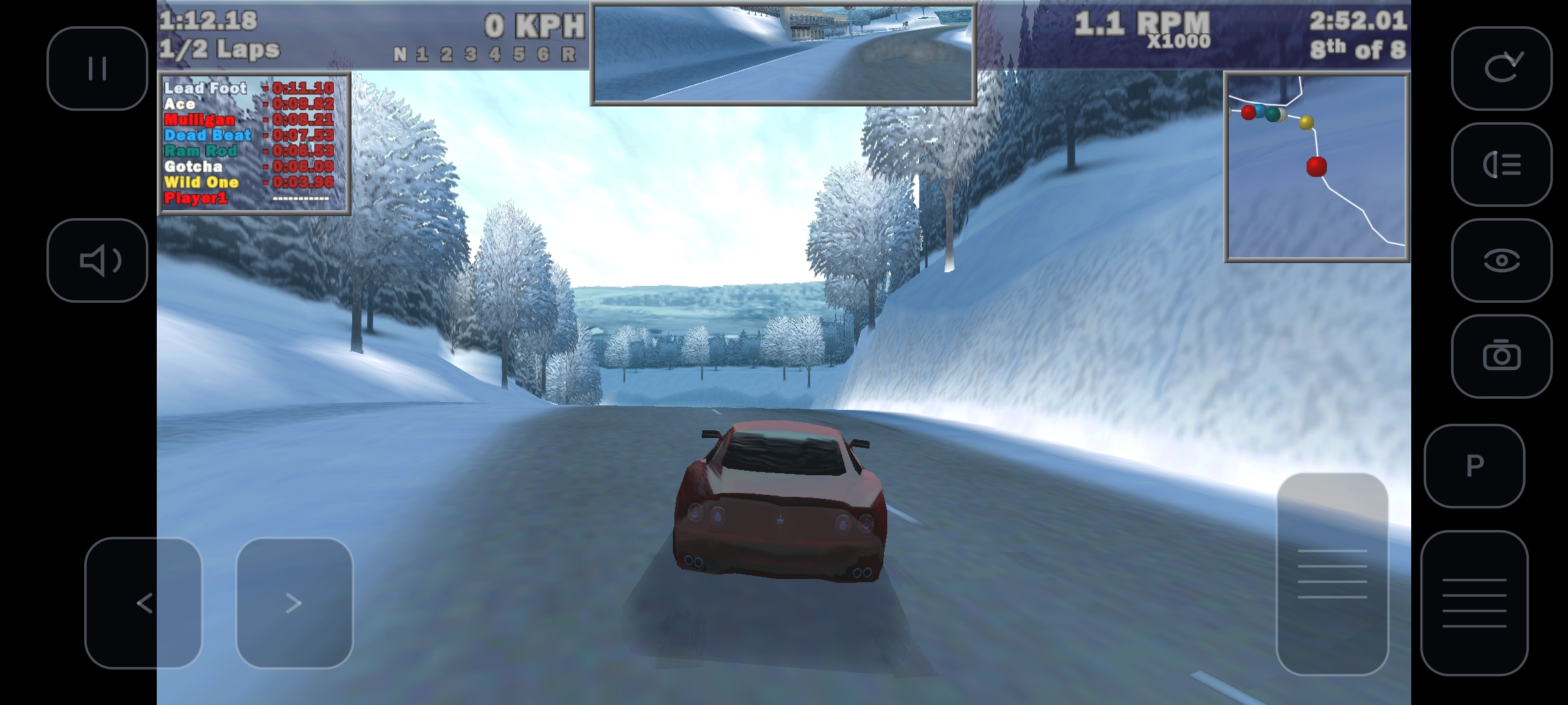 a snow track with the touch controls