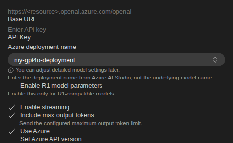 Azure OpenAI settings guidance
