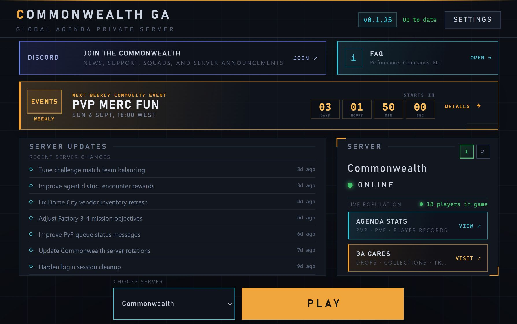 Screenshot of Commonwealth-GA-Launcher