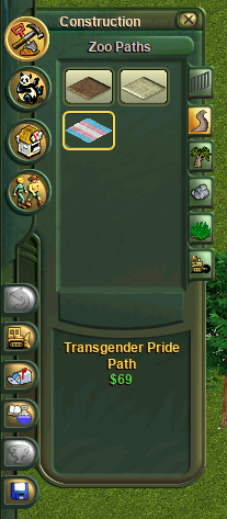 Transgender Pride Path under the Construction > Zoo Paths menu