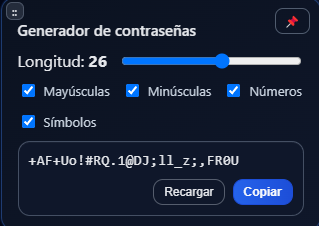 KeyPing password generator panel