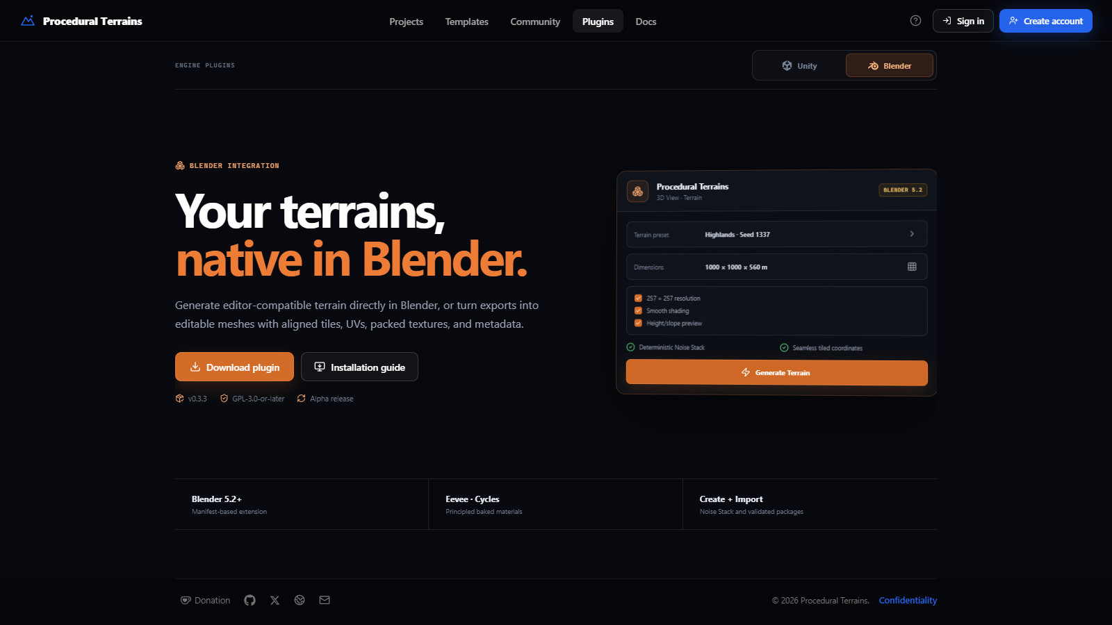 Blender plugin page captured with Playwright