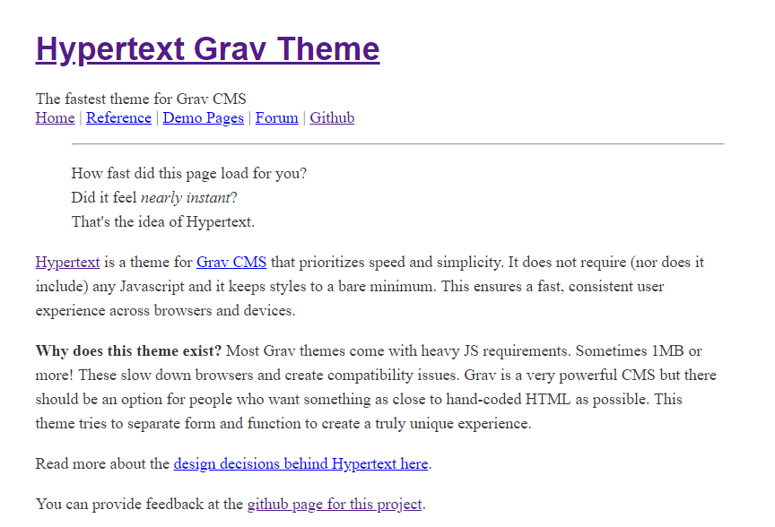 The Hypertext theme keeps things minimal.