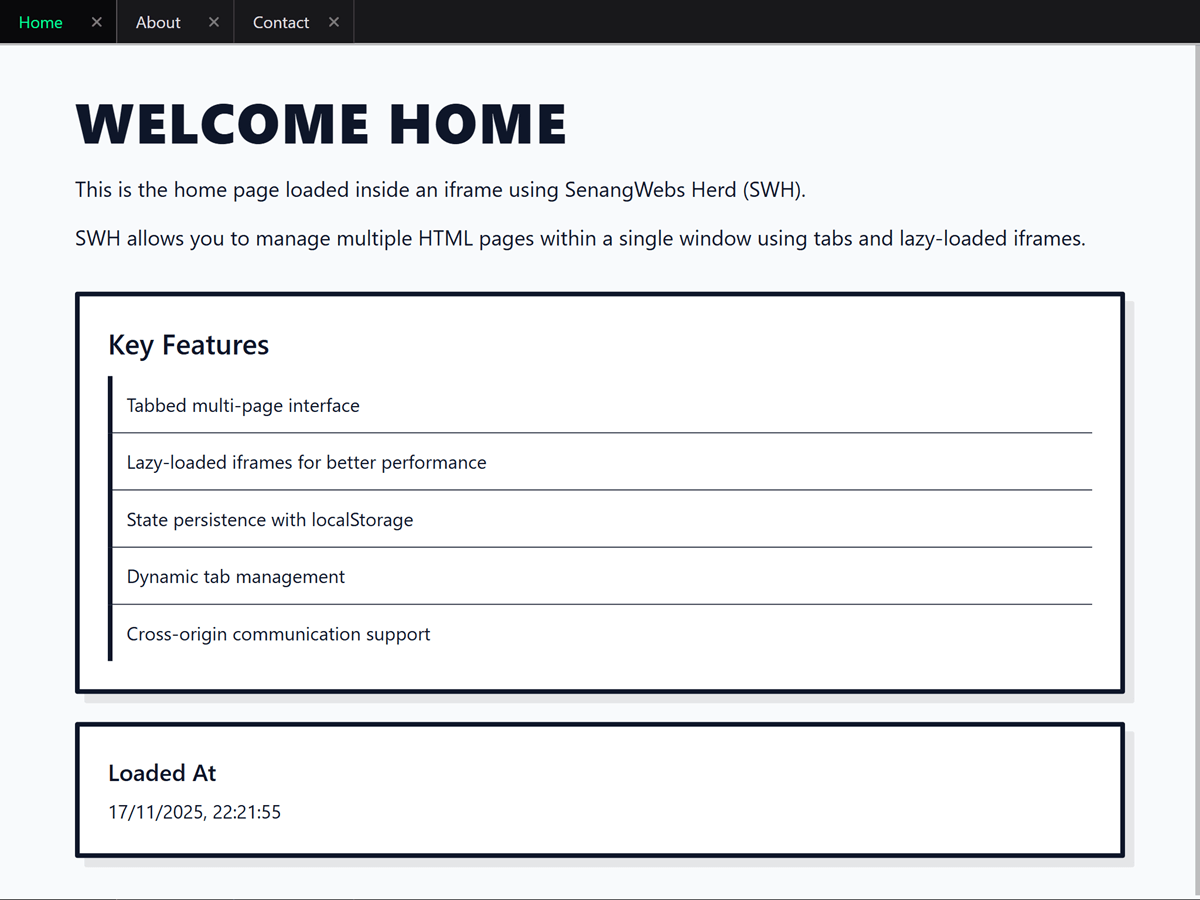 SenangWebs Herd Preview