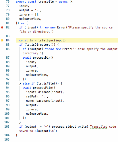 Alt: Debugging a source code with source maps.