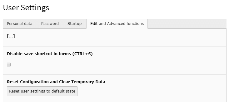 User settings in TYPO3 CMS backend