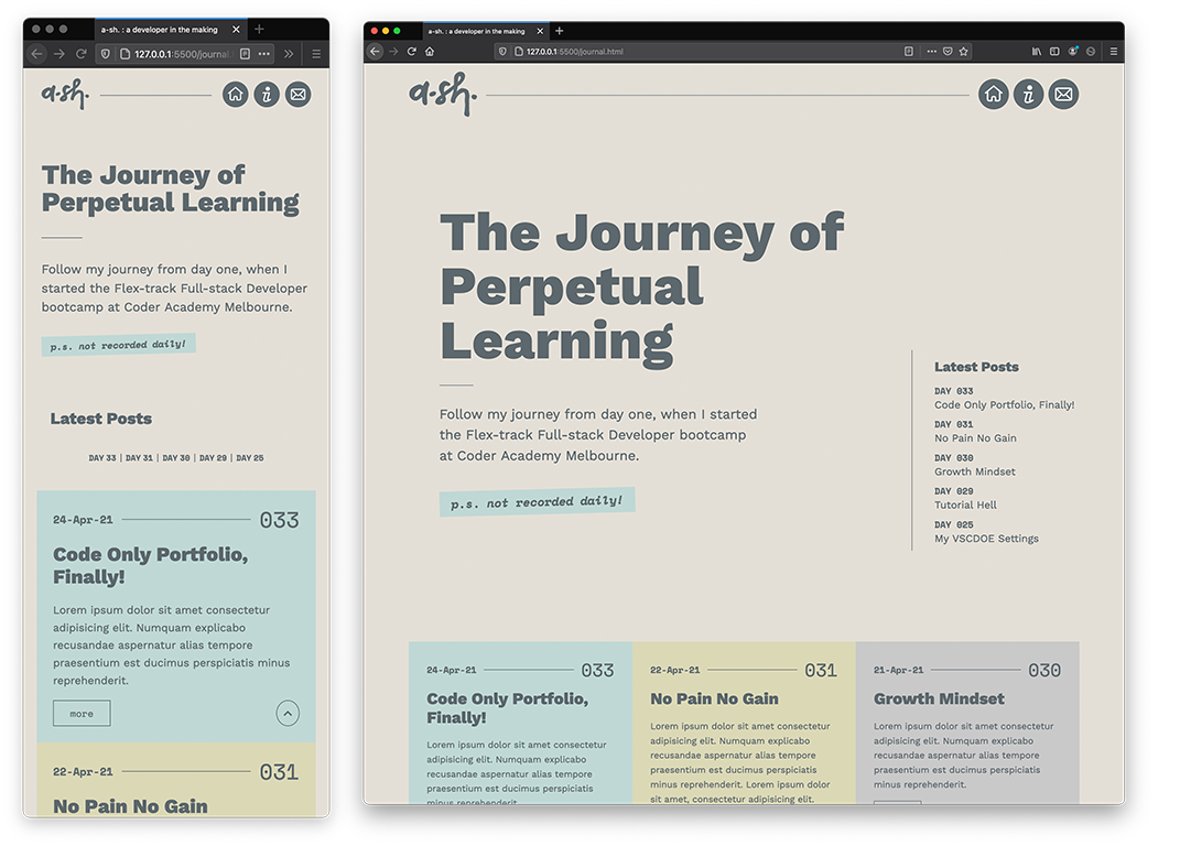 Journal – mobile & desktop