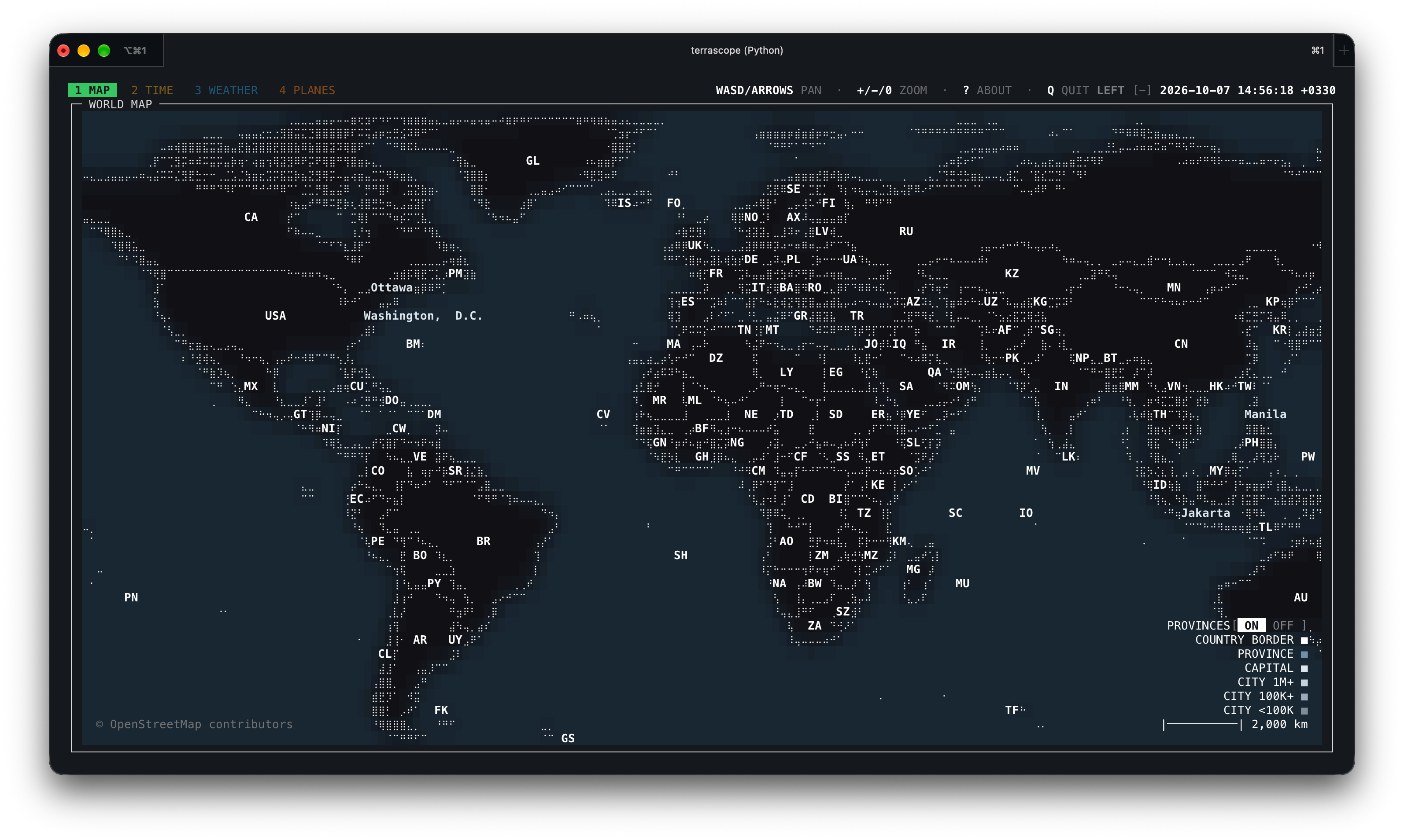 Global map view