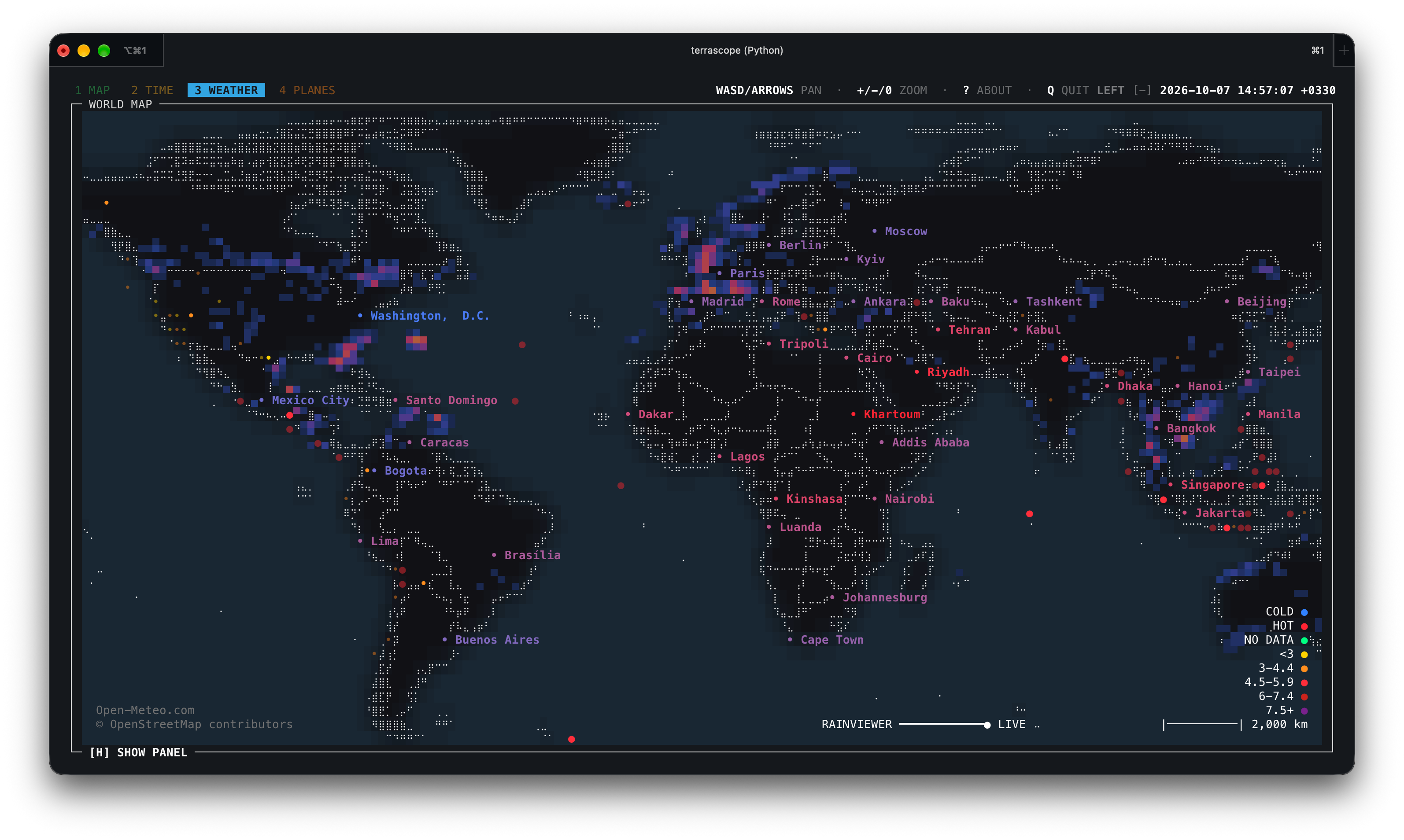Global weather view without panel